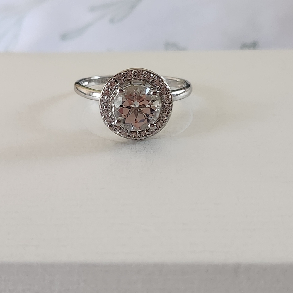 Halo CZ Sterling Silver Ring,STS Chuck Clemency
